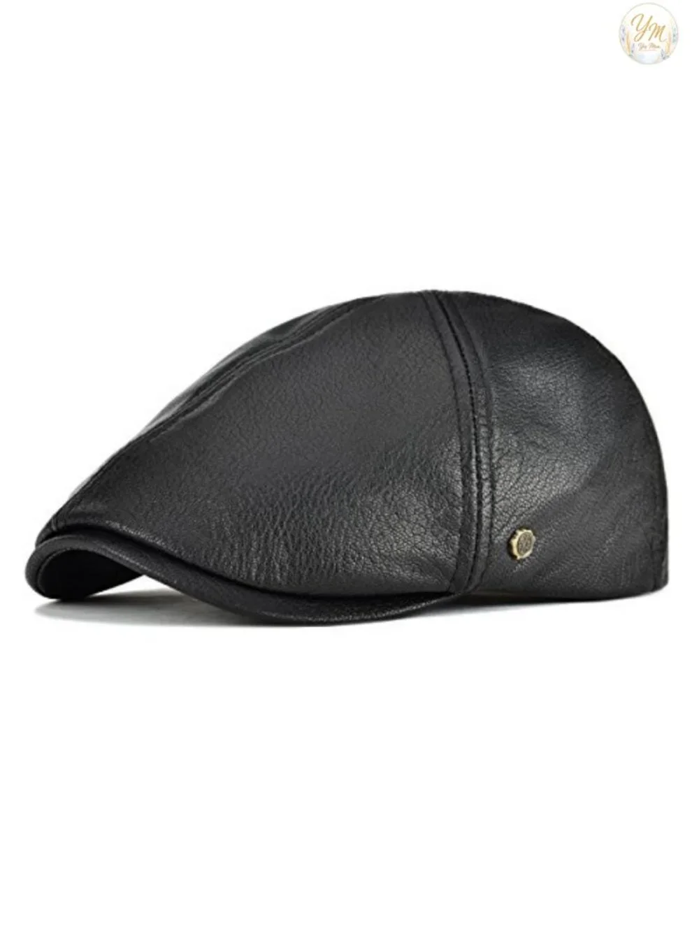 Men's 100% Leather Newsboy Cap Cabbie Hat Vintage 6 Panel